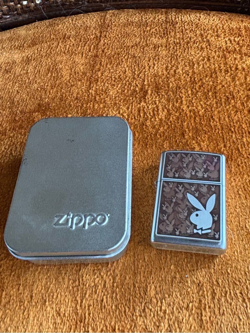 Zippo Playboy Dimensional Emblem Satin Chrome Windproof Lighter NIB Retired USA